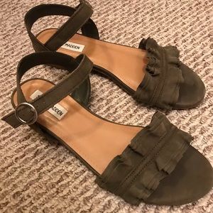 Steve Madden Olive Green Strappy Ruffle Sandals